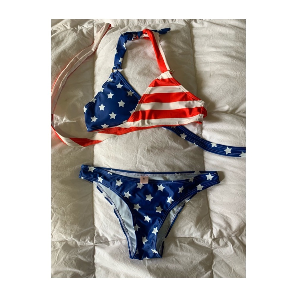 Red, white & blue two piece bikini!